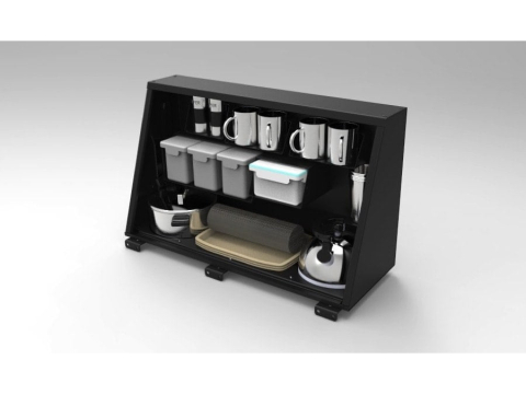 Ensemble de cuisine noir universel 750mm pour compartiments latéraux de hardtop Alu-Cab